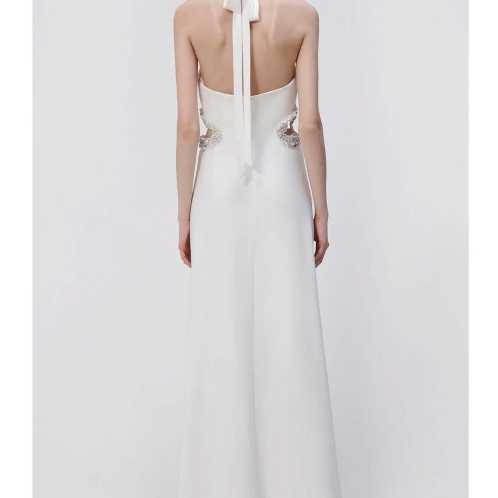 Jonathan Simkhai White Ruched Halter Sheath Dress - Picture 2 of 3